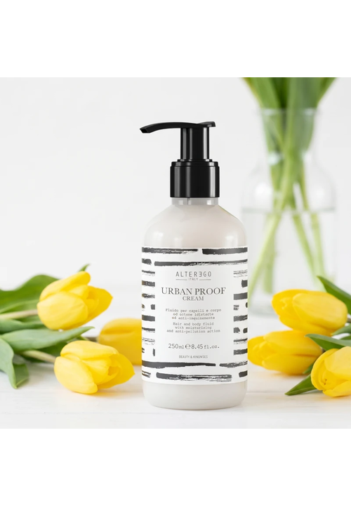 ALTER EGO ITALY URBAN PROOF Cream Крем-флюїд зволожуючий з вугіллям для волосся та тіла, не змивний, 250 мл - 4