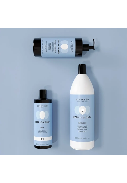 Клікніть для збільшення зображення ALTER EGO ITALY KEEP IT GLOSSY Prep Shampoo Шампунь для глибокого очищення волосся підготовчий pH7.0-7.5, 480 мл - 3