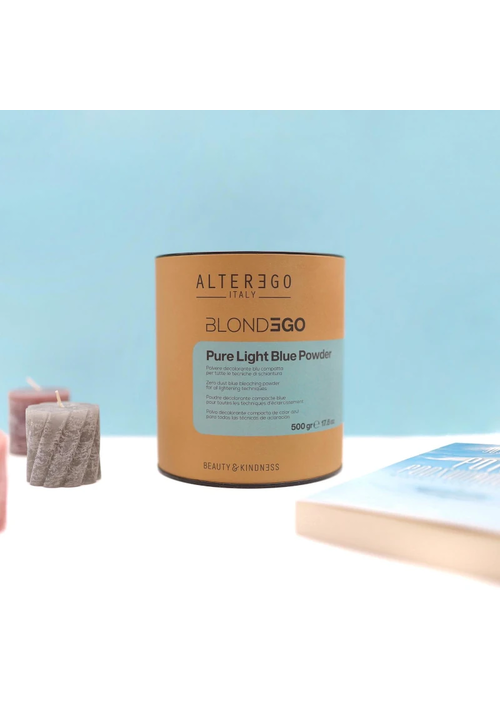 ALTER EGO ITALY BLONDEGO Pure Light Blue Powder Освітлюючий порошок блакитний 7 рівнів (банка+мірна ложка), 500 гр - 3